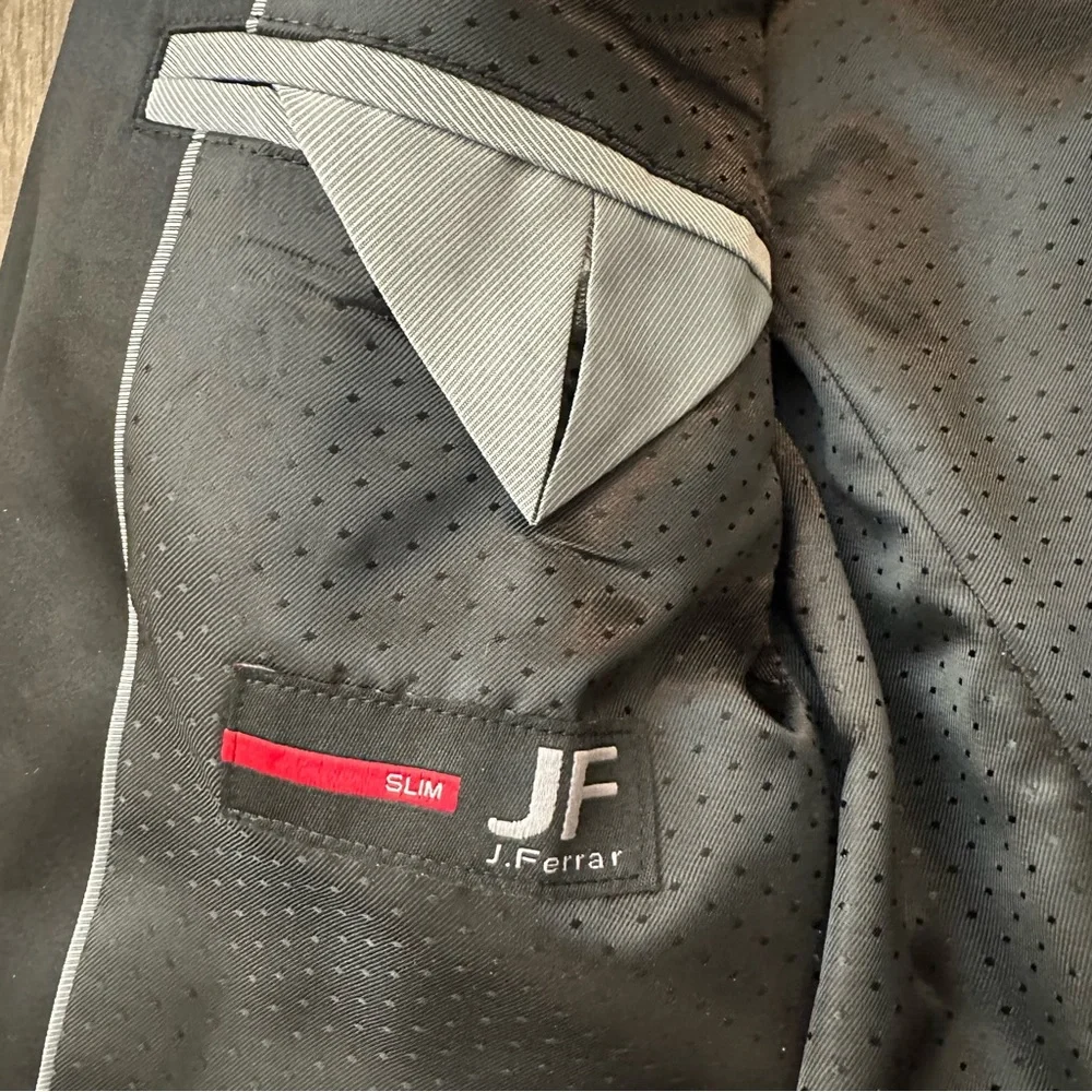 JF J. Ferrar Evening Jacket Suit Sport Coat Blazer Sz 36 Reg Black Silver